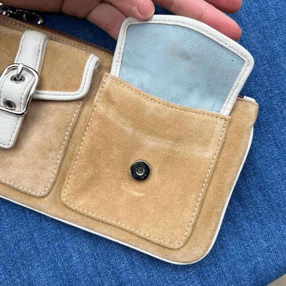 Vintage Coach Soho Buckle Suede Leather Wristlet in Tan & Cream - Picture 7 of 11